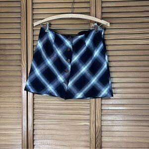 SHEIN Tartan Black&White Plaid Button Front Mini Skirt Women’s Size Medium